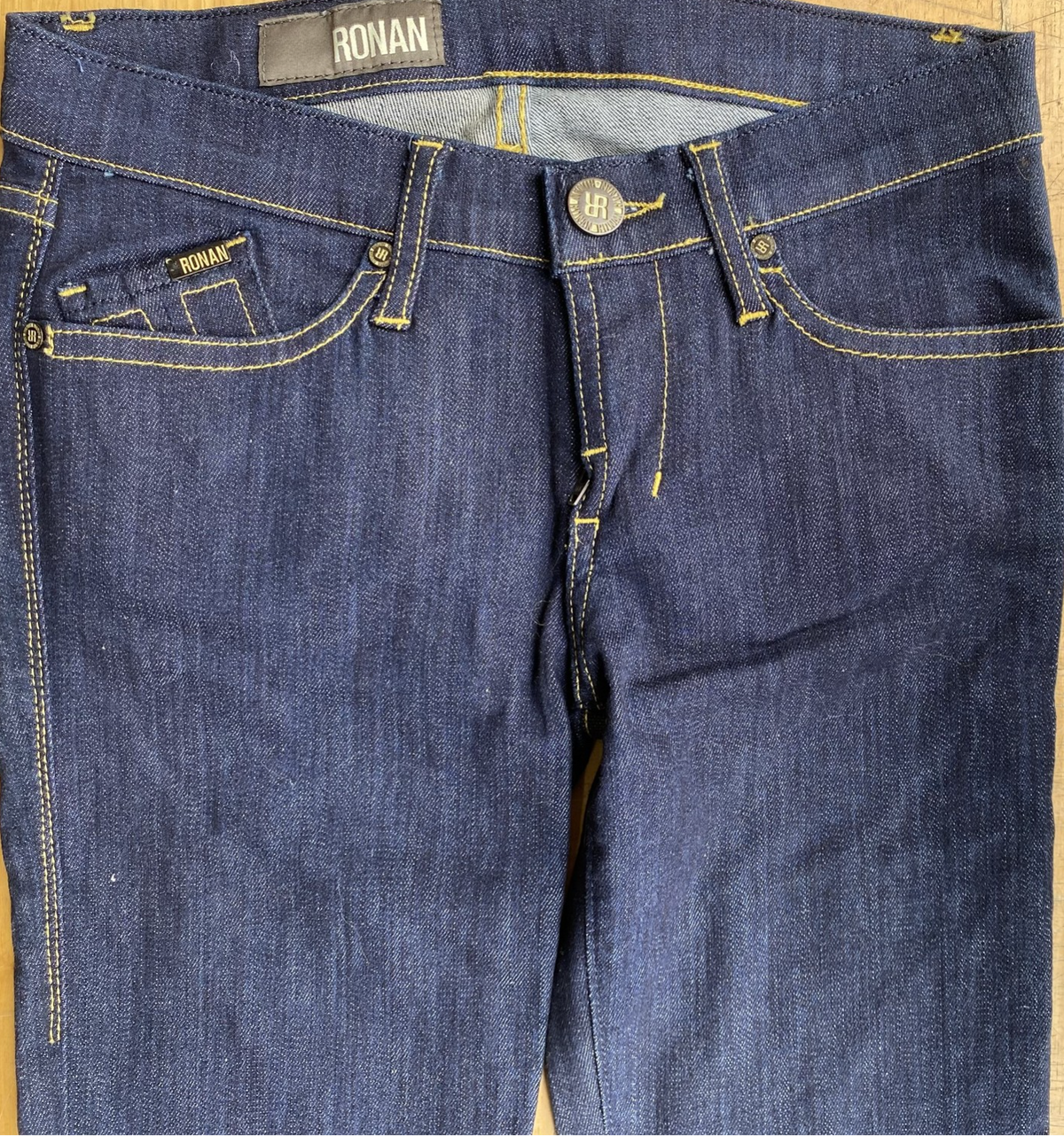 New RONAN MOTO JEANS Women's 29 Skinny Dark Wash Raw Denim Made In USA VTG 2011