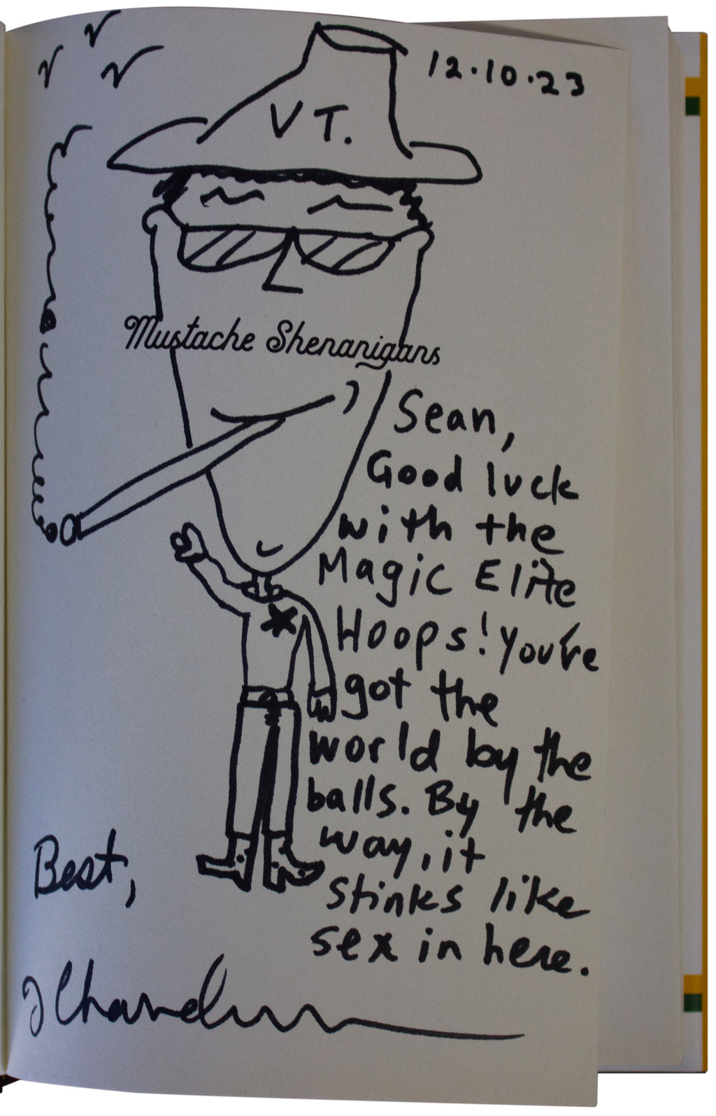 JAY CHANDRASEKHAR SIGNED w/ SKETCH Mustache Shenanigans 1ST ED Super Troopers