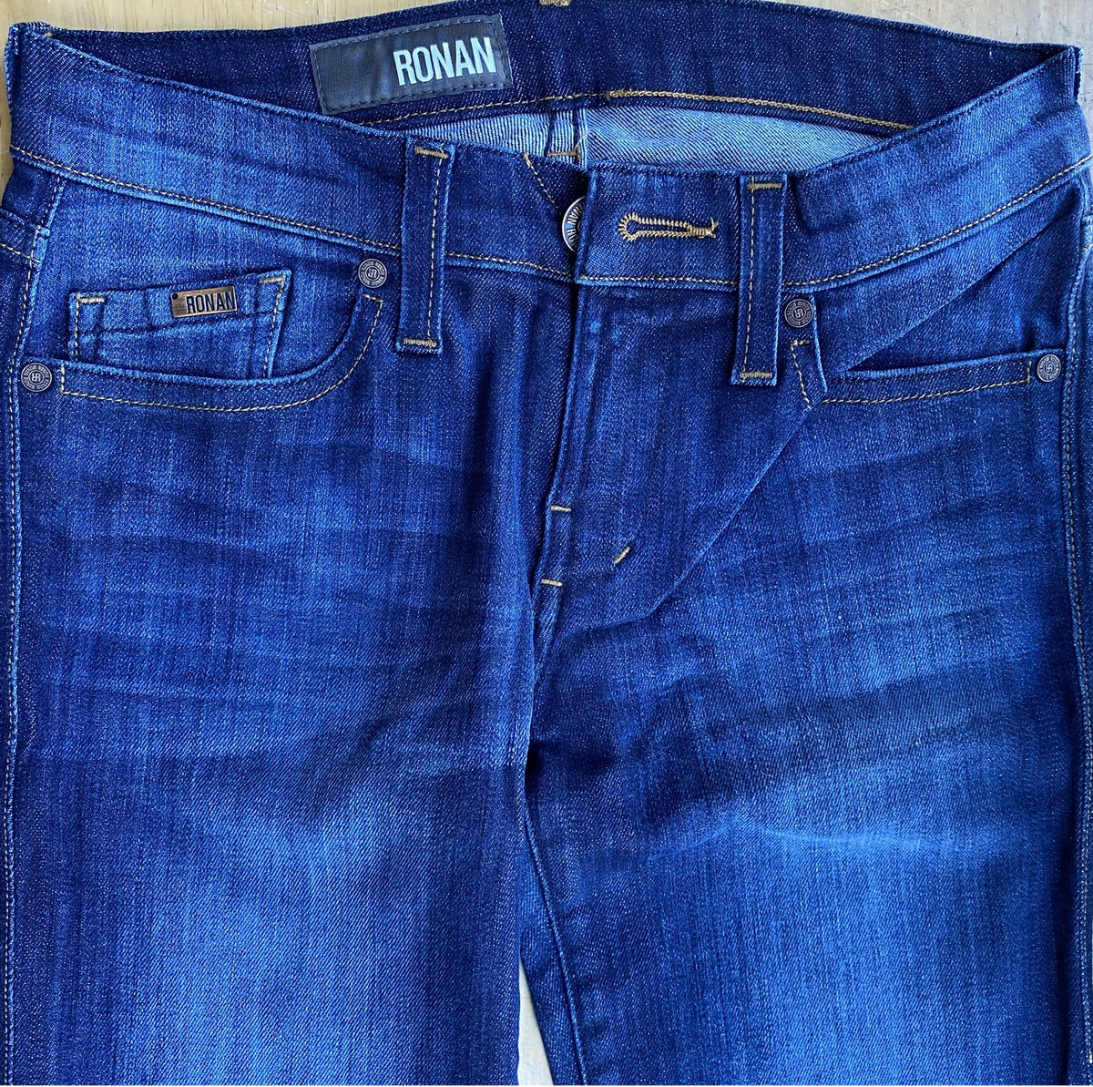 RONAN Emma BABY BOOTCUT JEANS 26" Waist Dark Wash Indigo Denim Flare VTG 2011 !!