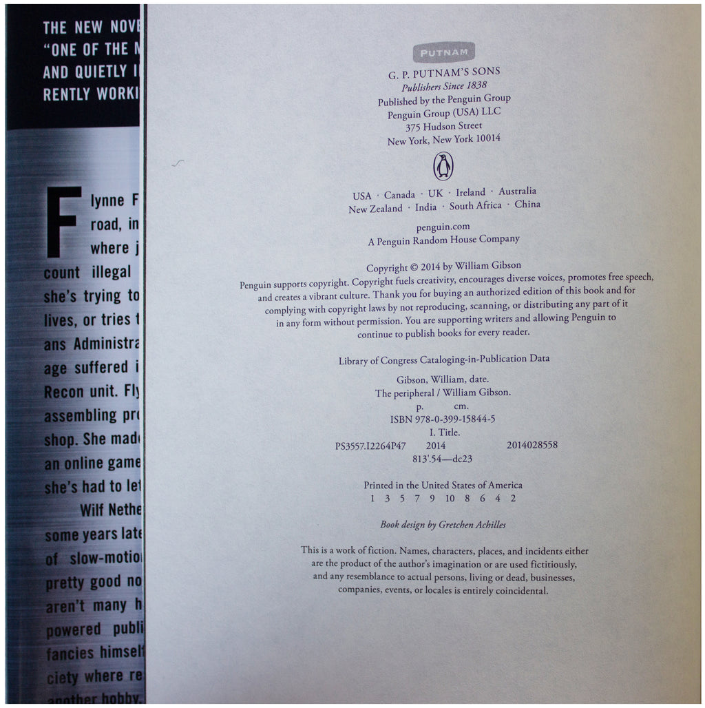 WILLIAM GIBSON SIGNED The Peripheral 1ST EDITION Hardcover 2014 Post-Apocalyptic