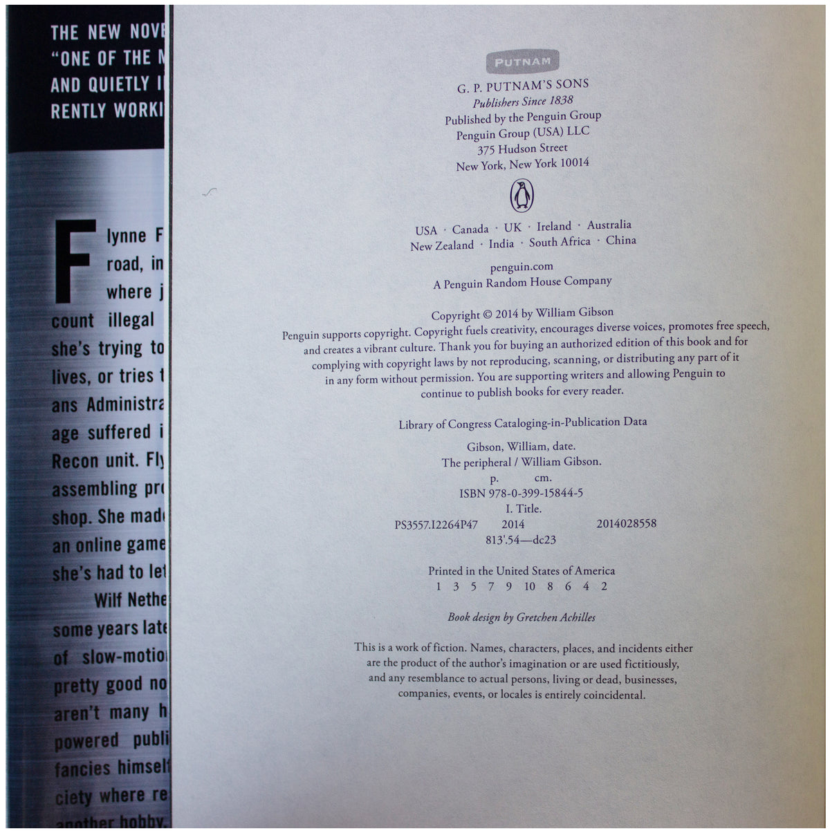 WILLIAM GIBSON SIGNED The Peripheral 1ST EDITION Hardcover 2014 Post-Apocalyptic