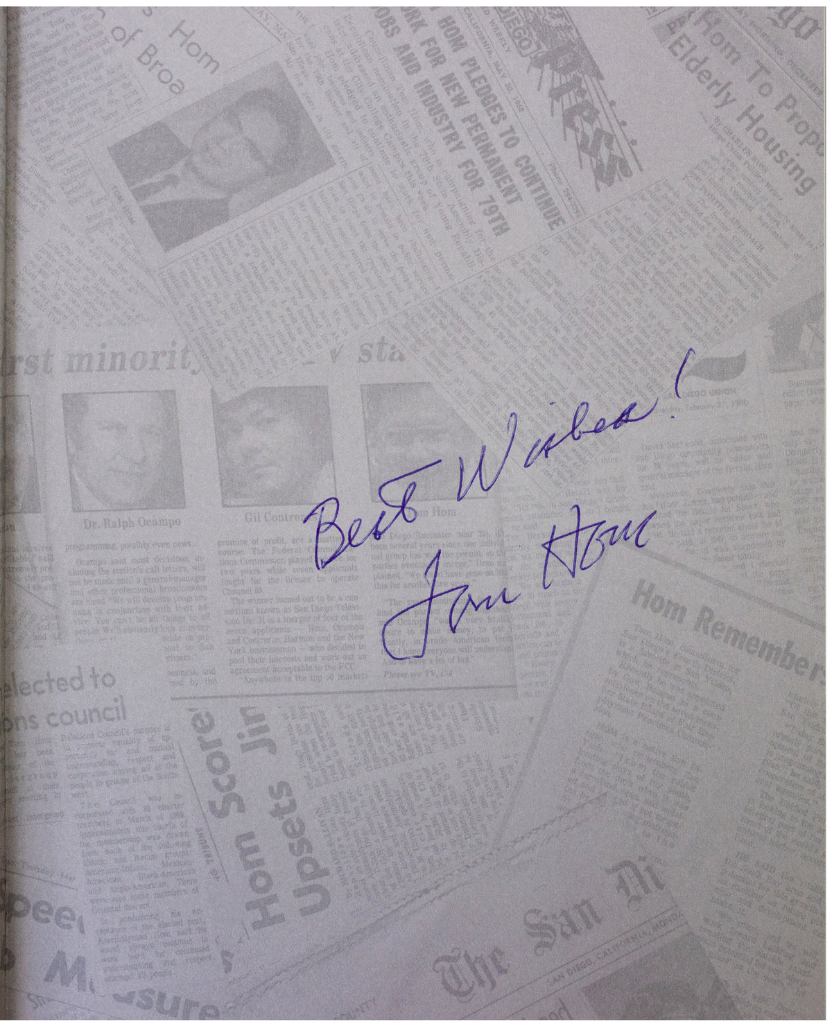 TOM HOM SIGNED Rabbit On A Bumpy Road 1ST EDITION Asian-American CA Politician