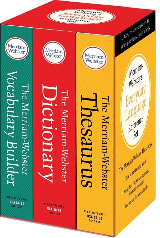 MERRIAM-WEBSTERS Everyday Language 3-BOOK SET Dictionary Thesaurus Vocab Builder