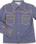 New VTG 70s TOWNCRAFT Raw Denim JEAN JACKET Youth Medium Dark Indigo Deadstock !
