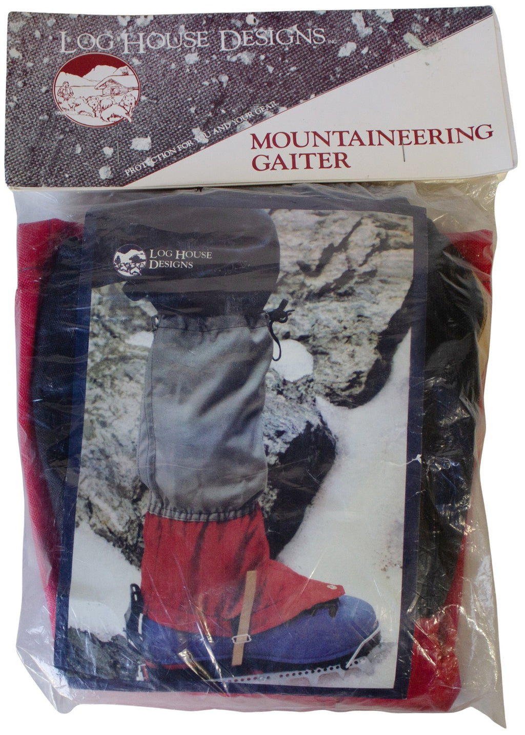 New VTG 90s MOUNTAINEERING GAITERS Log House Design Snow Hiking Camping Climbing