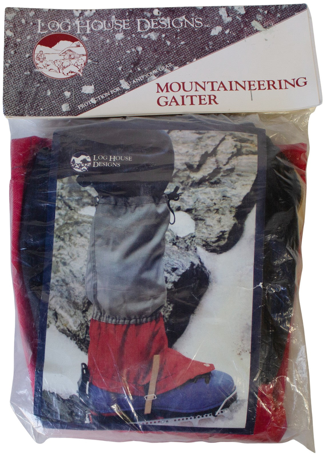 New VTG 90s MOUNTAINEERING GAITERS Log House Design Snow Hiking Camping Climbing