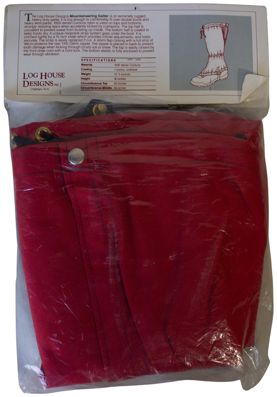 New VTG 90s MOUNTAINEERING GAITERS Log House Design Snow Hiking Camping Climbing