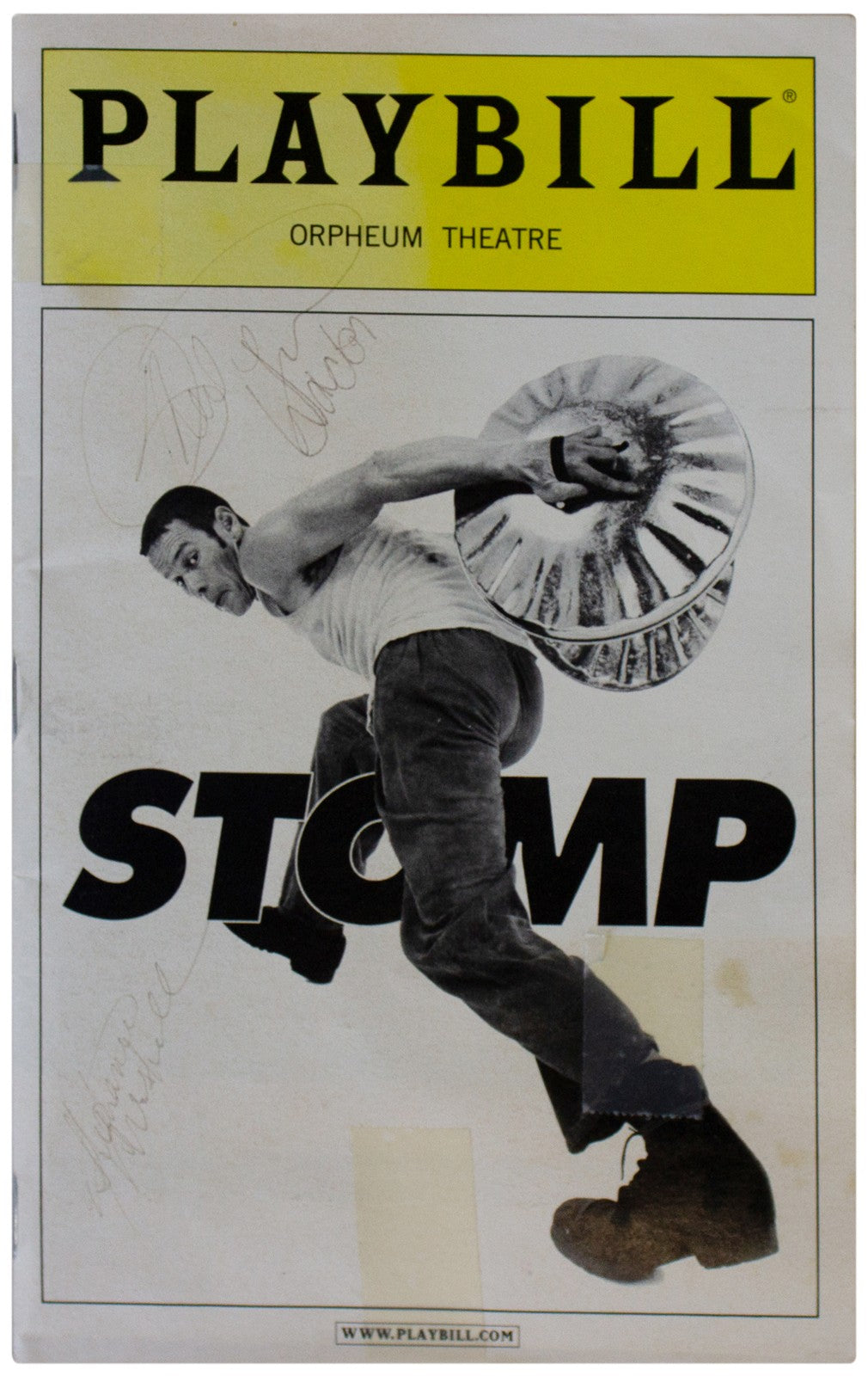 STOMP PLAYBILL & Ticket 2X SIGNED VTG 2003 Orpheum Theatre NYC Off BROADWAY Show