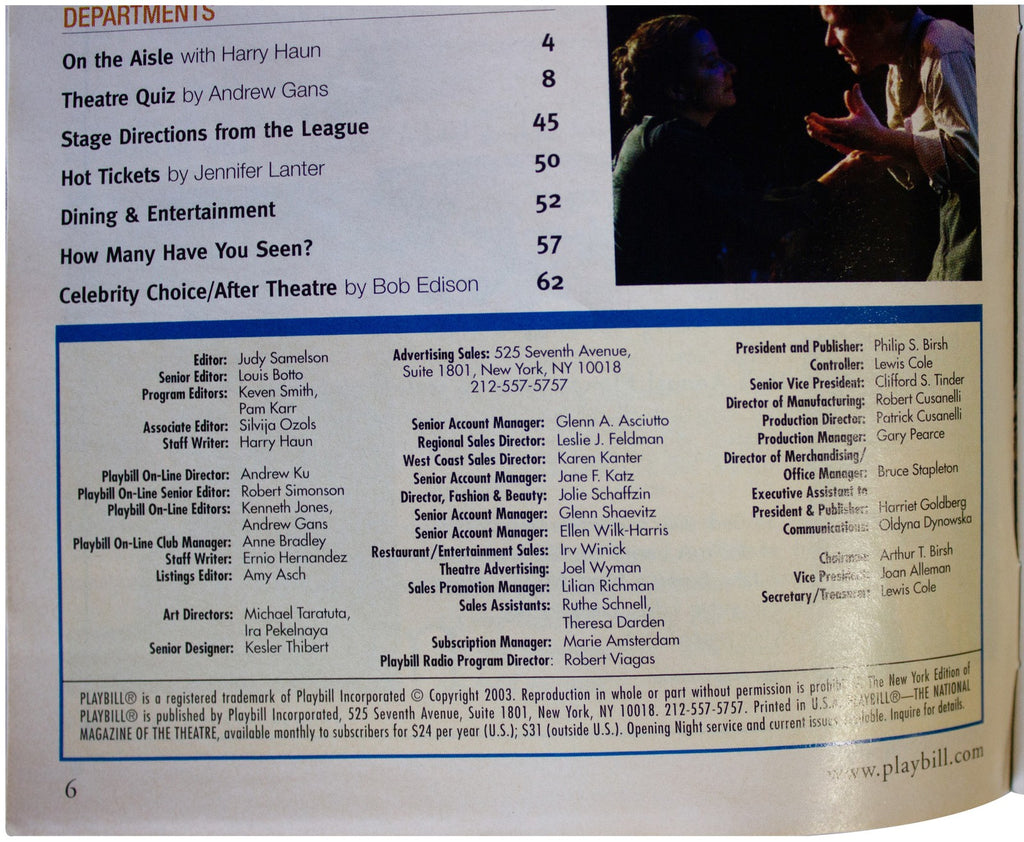 STOMP PLAYBILL & Ticket 2X SIGNED VTG 2003 Orpheum Theatre NYC Off BROADWAY Show