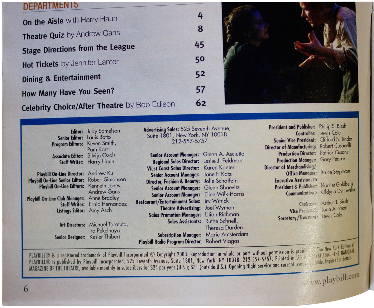 STOMP PLAYBILL & Ticket 2X SIGNED VTG 2003 Orpheum Theatre NYC Off BROADWAY Show