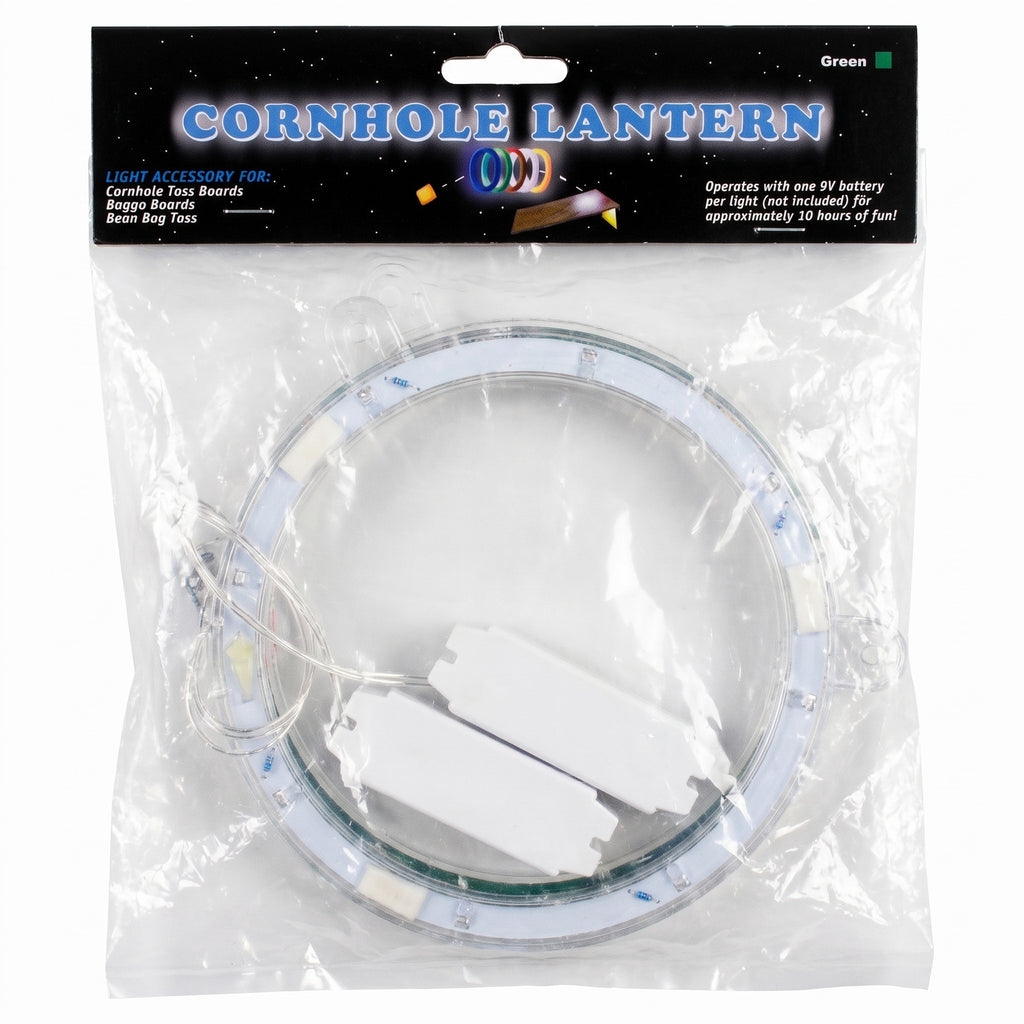 New CORNHOLE LANTERN Green LED LIGHT SET For Bean Bag Toss Board Night Glow NIB