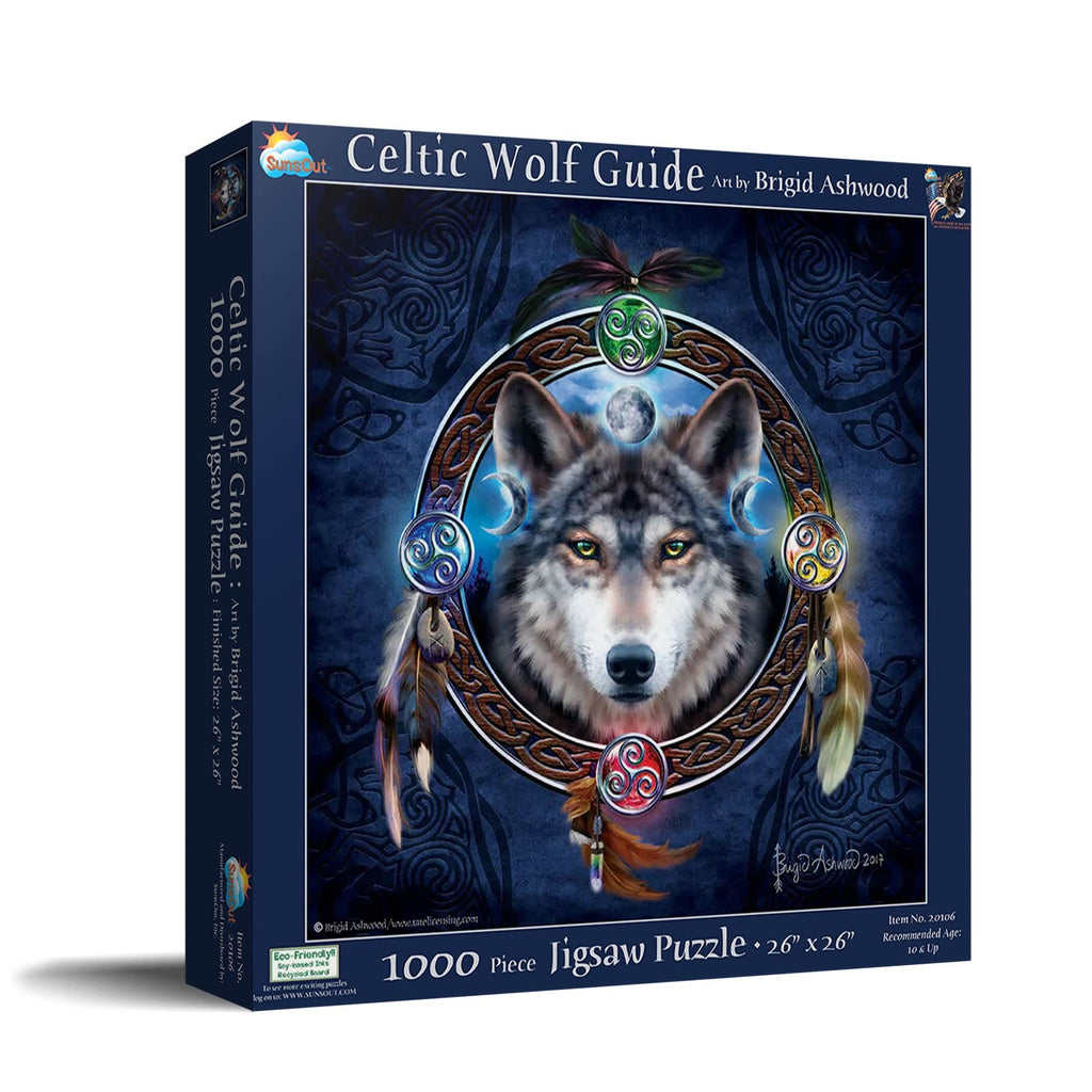 CELTIC WOLF GUIDE 1000 Piece JIGSAW PUZZLE by Brigid Ashwood SunsOut SEALED NEW!