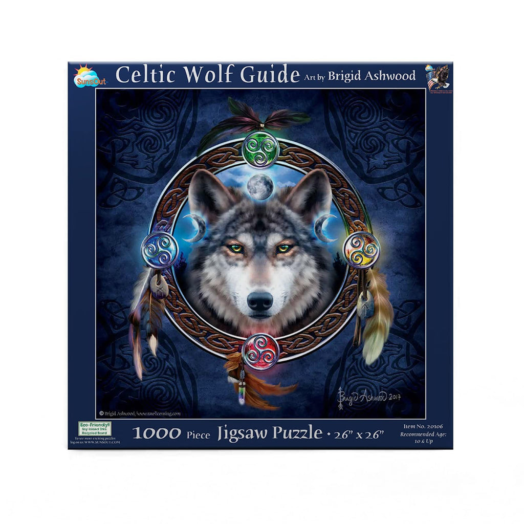 CELTIC WOLF GUIDE 1000 Piece JIGSAW PUZZLE by Brigid Ashwood SunsOut SEALED NEW!