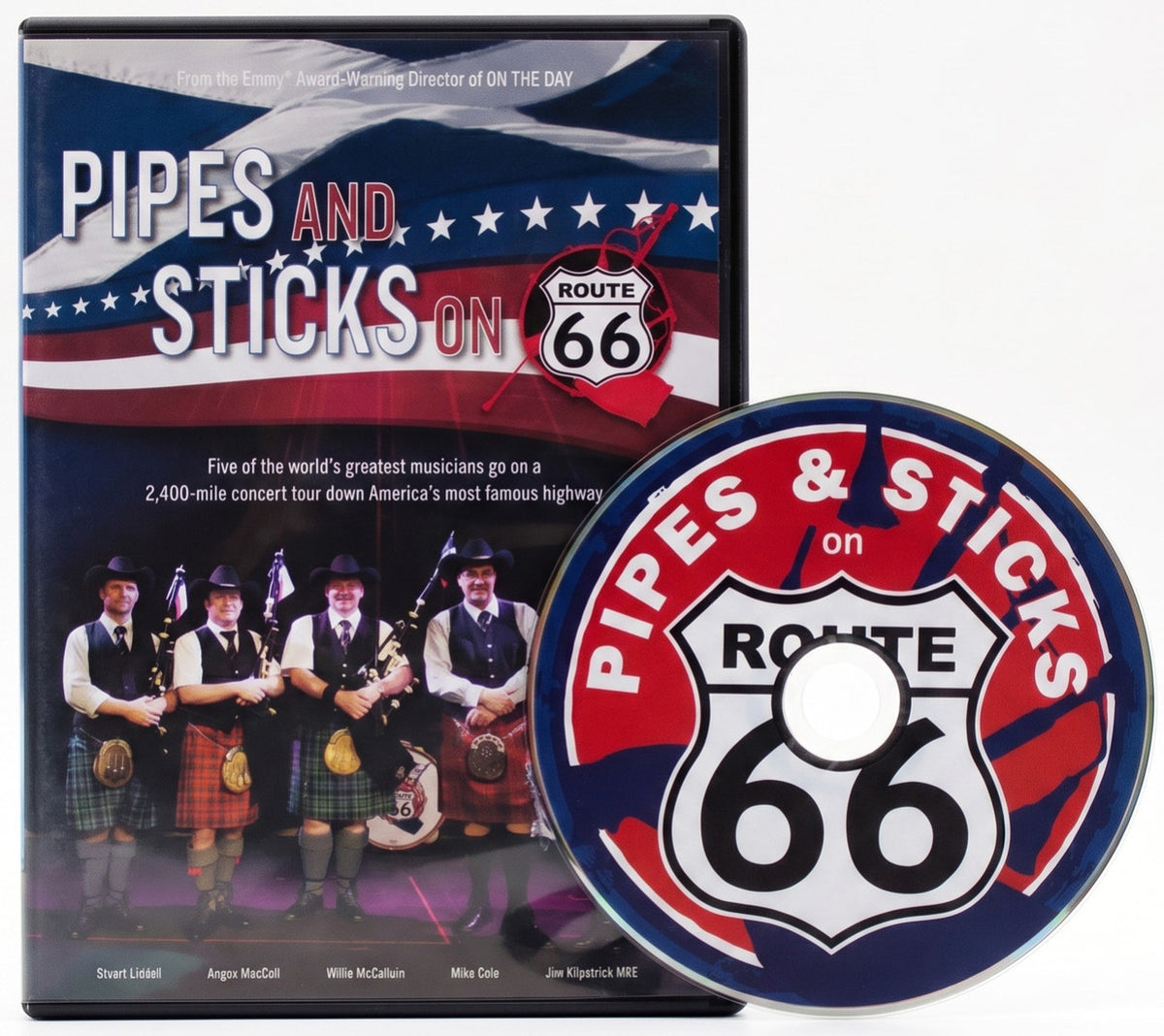 PIPES & STICKS ON ROUTE 66 DVD SIGNED By Director John McDonald ! Bagpipe Music