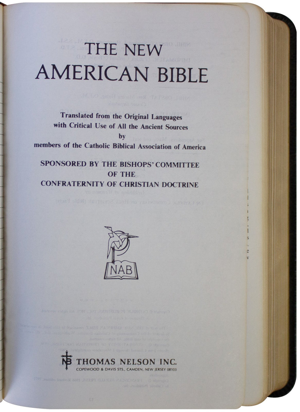 NEW AMERICAN BIBLE VTG 1971 Catholic Edition GENUINE LEATHER 70s Holy NAB Nelson