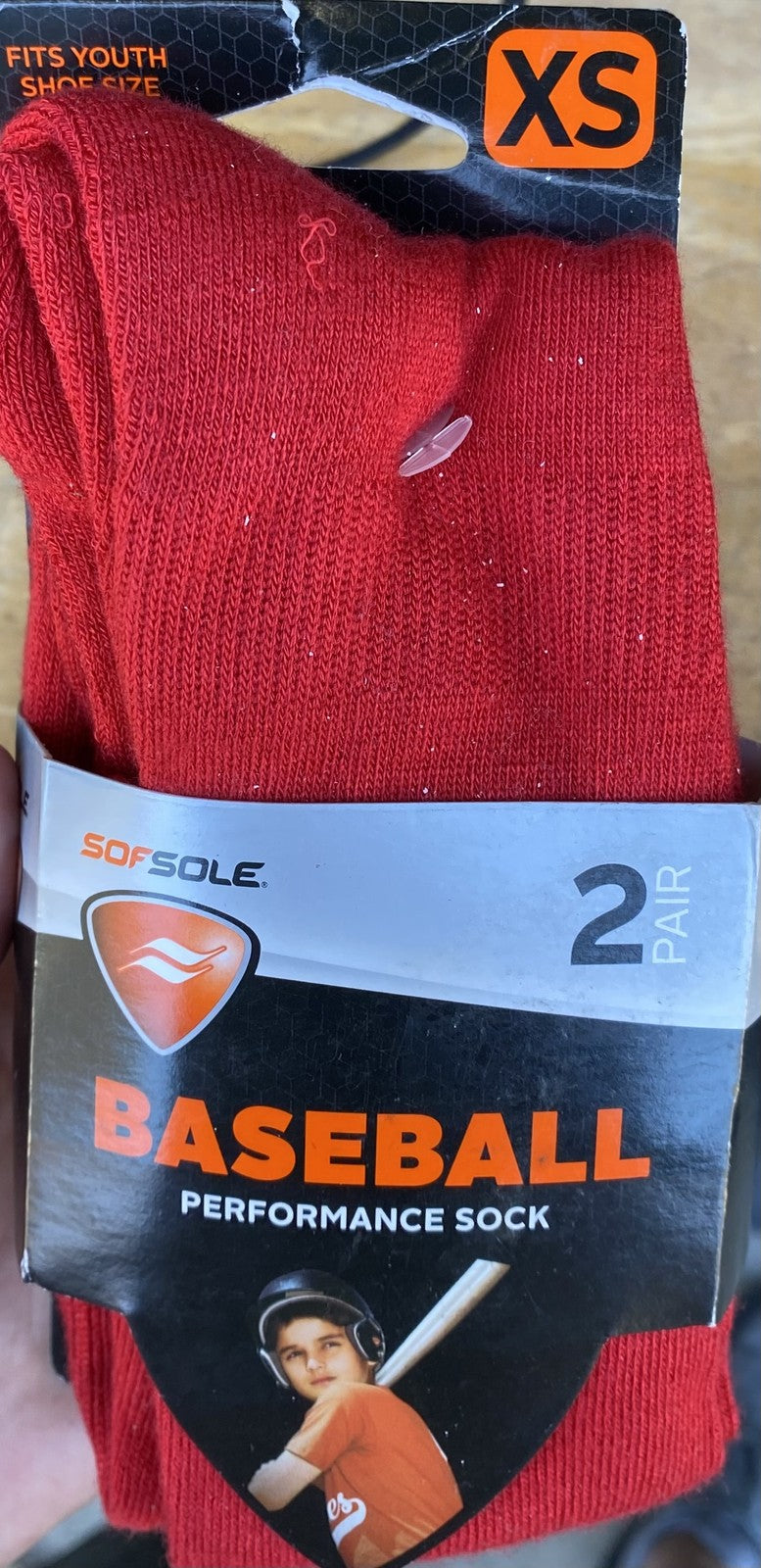 New SOF SOLE Red BASEBALL SOCKS 2 PAIR Pack YOUTH XS Sizes 5~9 1/2 Little League