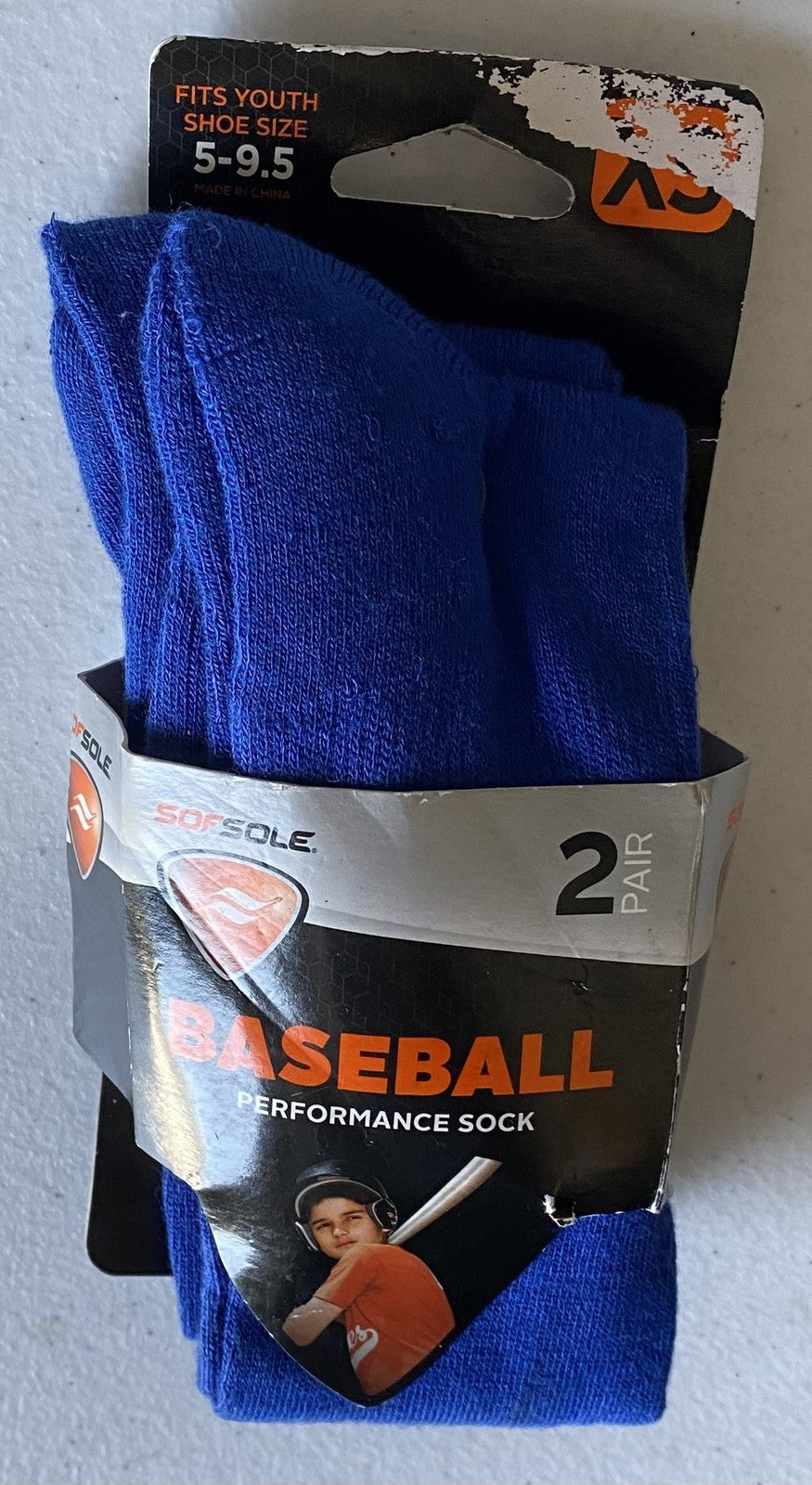 New SOF SOLE Blue BASEBALL SOCKS 2 PAIR Pack YOUTH XS Size 5~9 1/2 Little League