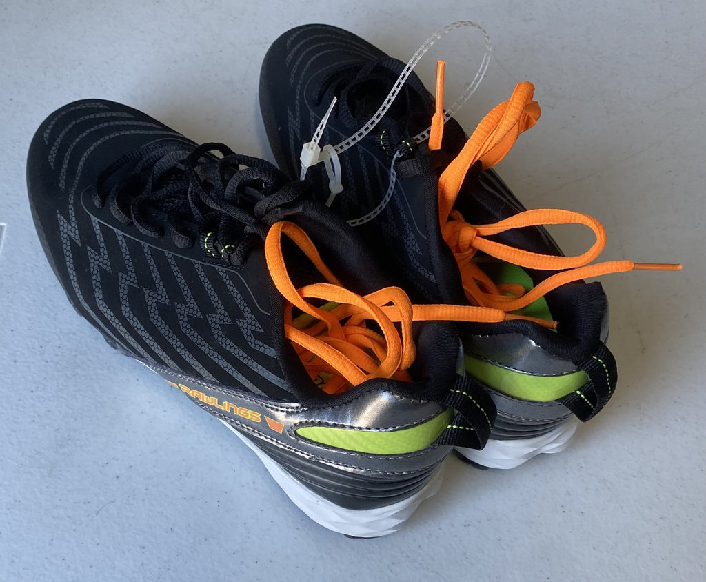 New RAWLINGS Men's Size 8 BASEBALL CLEATS Black w/ Silver & Neon NWOT Softball