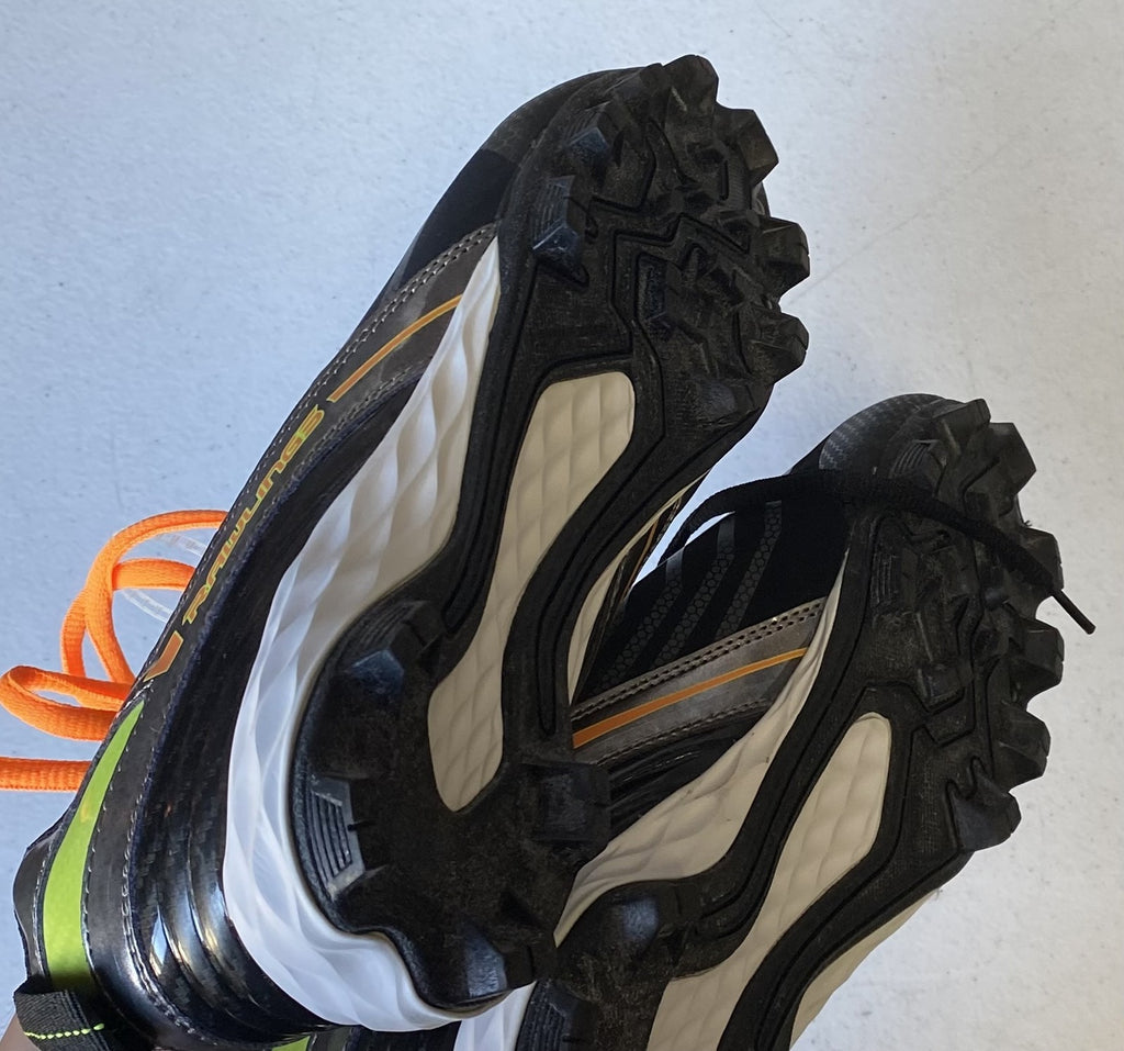 New RAWLINGS Men's Size 8 BASEBALL CLEATS Black w/ Silver & Neon NWOT Softball