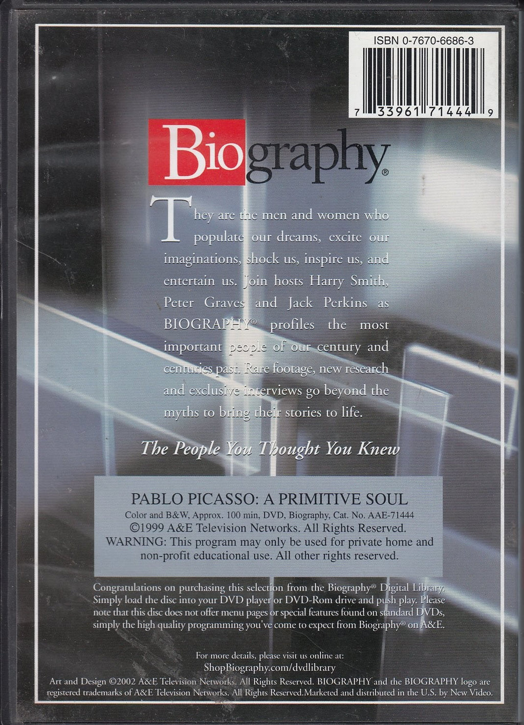 PABLO PICASSO Primitive Soul Documentary DVD Biography A&E Archives OOP RARE !!!