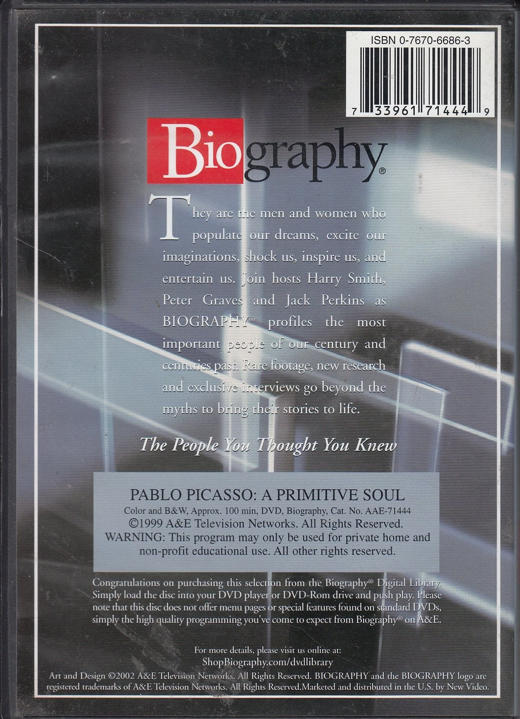PABLO PICASSO Primitive Soul Documentary DVD Biography A&E Archives OOP RARE !!!