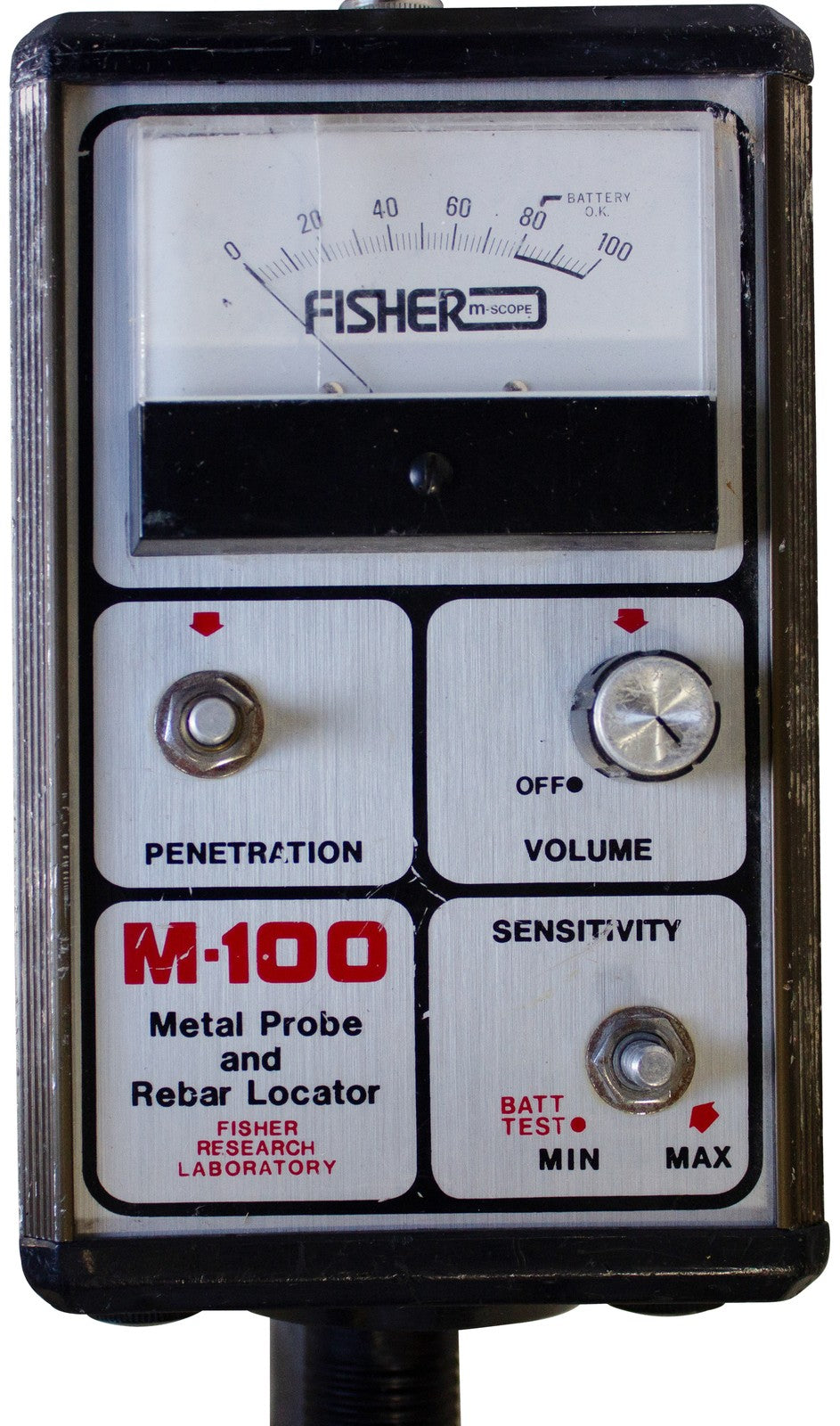 FISHER M-SCOPE M-100 Metal Detector REBAR LOCATOR Probes Thru Concrete VTG 80s