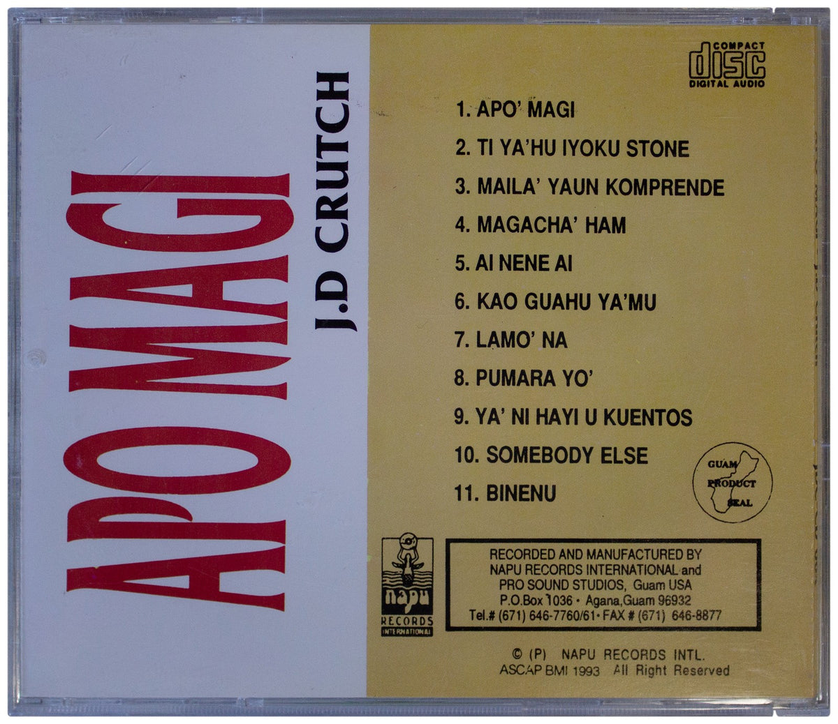 J.D. CRUTCH Apo Magi CD-R 2001 GUAM Chamorro Island Music RARE AKA Joe Crutch