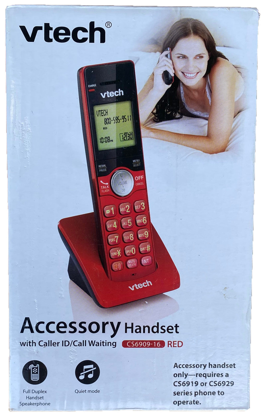 New VTECH CORDLESS PHONE CS6909-16 Accessory Handset Red DECT 6.0 EXPANSION ONLY