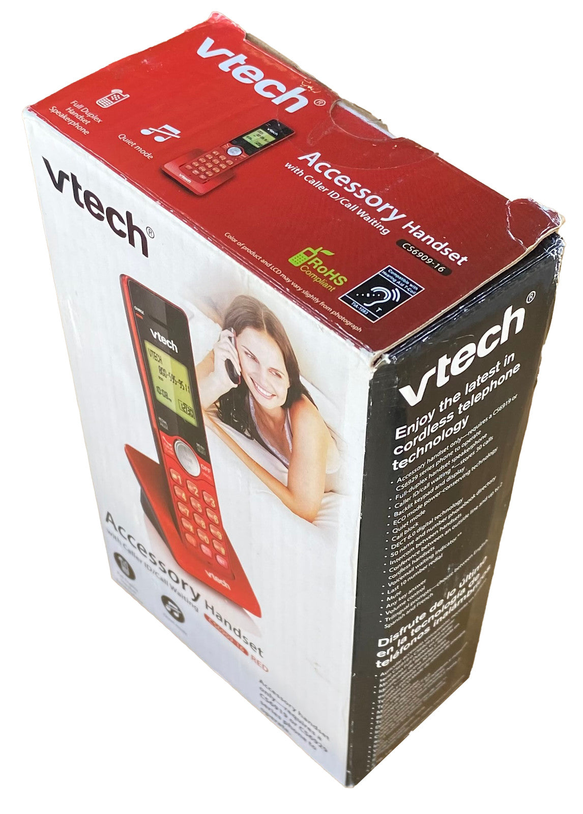 New VTECH CORDLESS PHONE CS6909-16 Accessory Handset Red DECT 6.0 EXPANSION ONLY