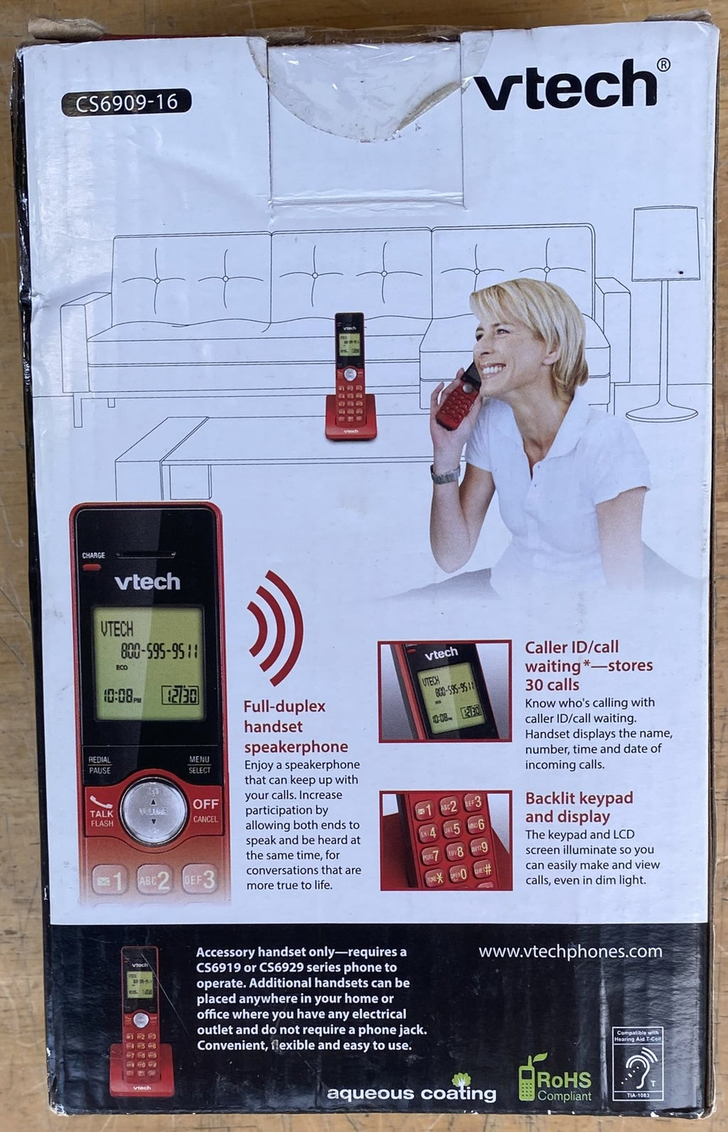 New VTECH CORDLESS PHONE CS6909-16 Accessory Handset Red DECT 6.0 EXPANSION ONLY