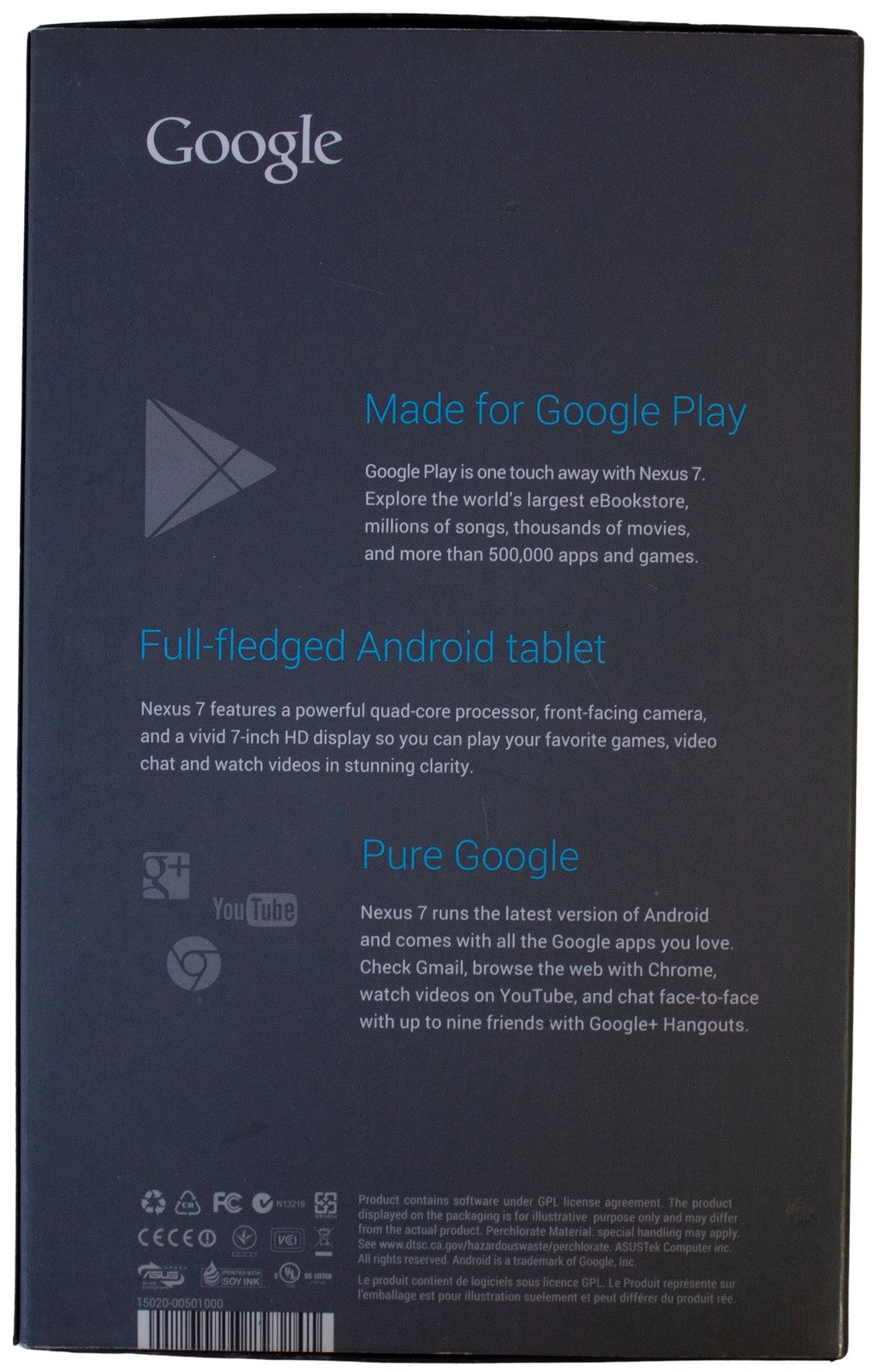 GOOGLE NEXUS 7 TABLET 1st Gen 16GB 7" Android Wi-Fi Complete In Box CIB TESTED !