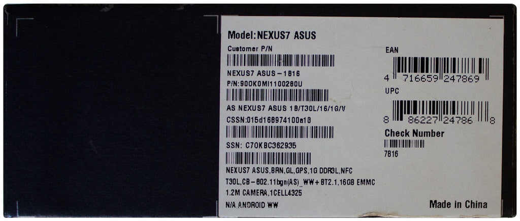 GOOGLE NEXUS 7 TABLET 1st Gen 16GB 7" Android Wi-Fi Complete In Box CIB TESTED !