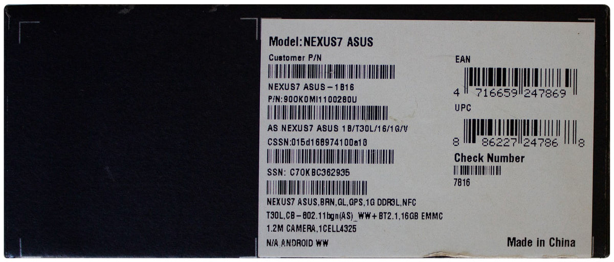 GOOGLE NEXUS 7 TABLET 1st Gen 16GB 7" Android Wi-Fi Complete In Box CIB TESTED !