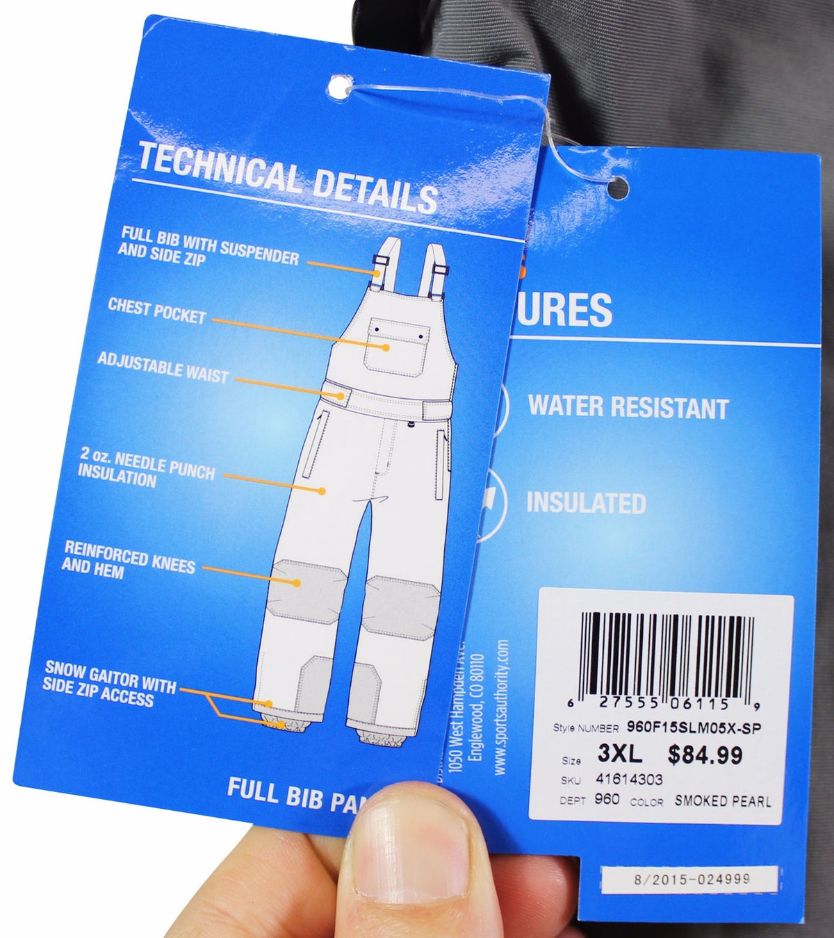 New SLALOM FULL BIB SNOW PANTS Men's 3XL Water Resistant Insulated NWT $85 Tag !