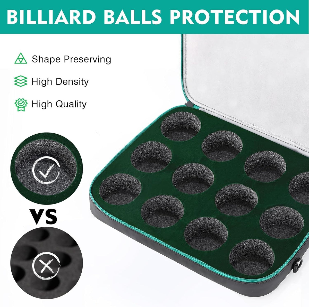 New POOL BALL CASE Fits Up To 12 ! Padded Billiards Storage Travel Bag w/ Handle