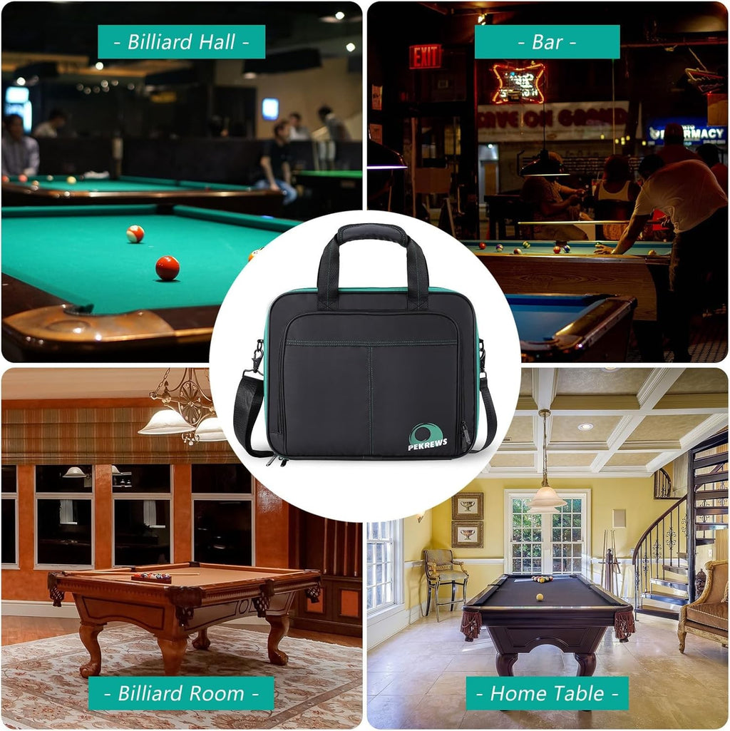 New POOL BALL CASE Fits Up To 12 ! Padded Billiards Storage Travel Bag w/ Handle