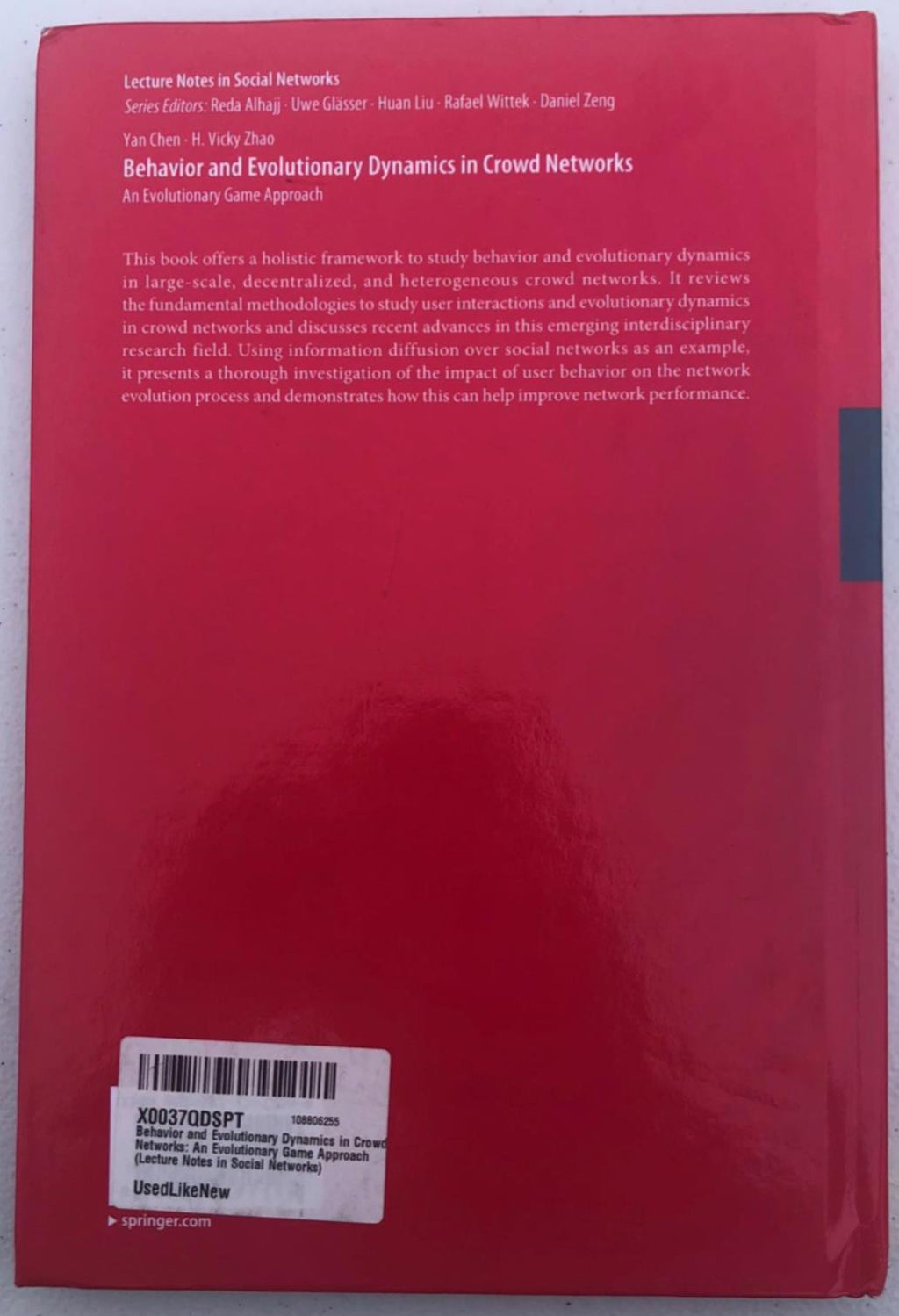 YAN CHEN Behavior In Evolutionary Dynamics In Crowd Networks 1ST EDITION 2020 HC