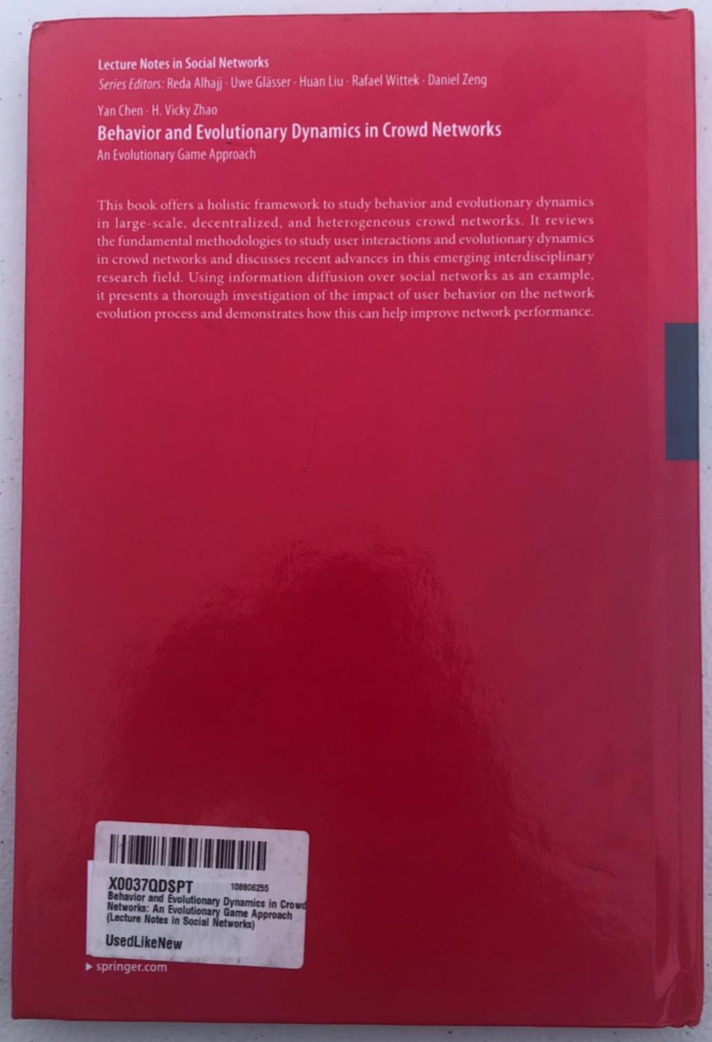 YAN CHEN Behavior In Evolutionary Dynamics In Crowd Networks 1ST EDITION 2020 HC