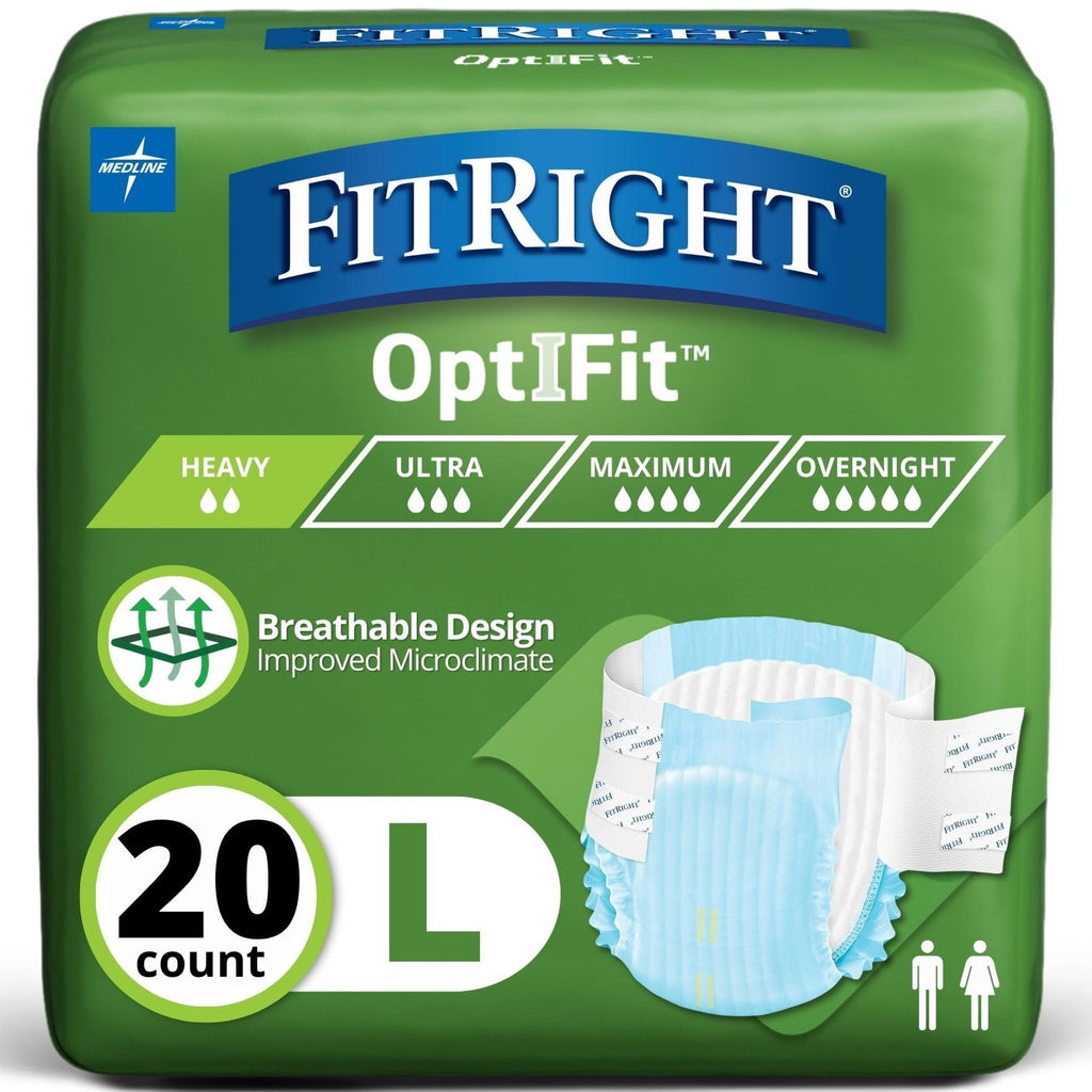FITRIGHT ADULT DIAPERS 20 Count Size Large Unisex Extra Heavy Absorbency NEW