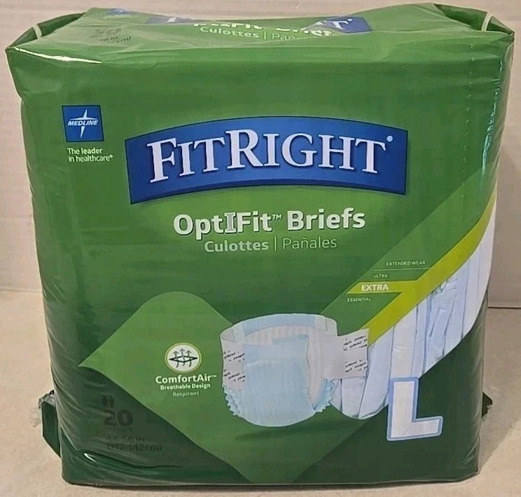 FITRIGHT ADULT DIAPERS 20 Count Size Large Unisex Extra Heavy Absorbency NEW