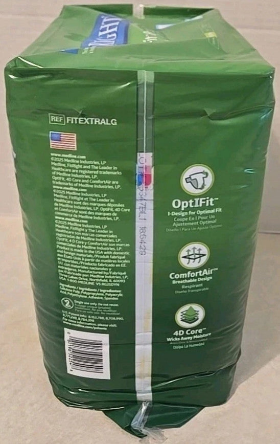 FITRIGHT ADULT DIAPERS 20 Count Size Large Unisex Extra Heavy Absorbency NEW