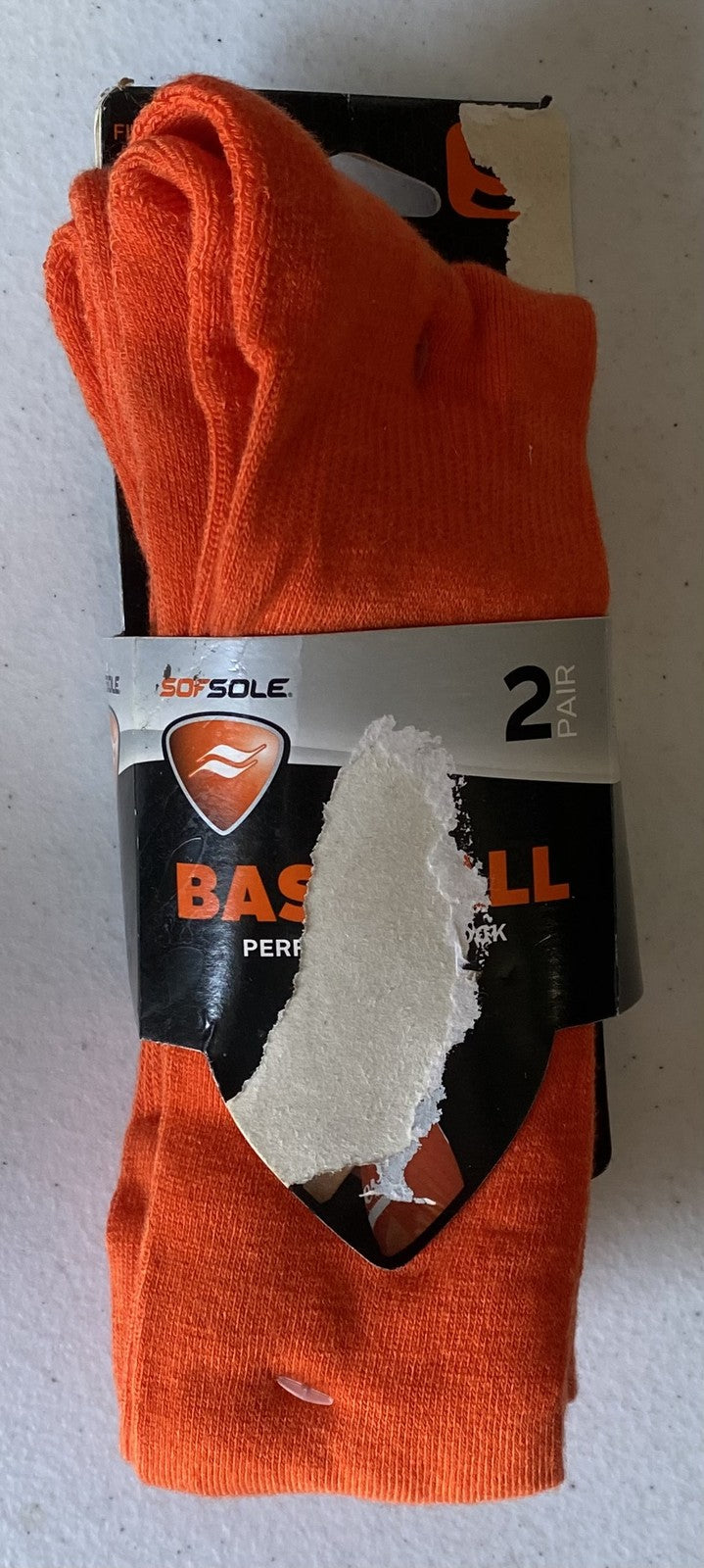 New SOF SOLE Orange BASEBALL SOCKS 2 PAIR Pack YOUTH SMALL (Yth 10 ~ Adult 4.5)
