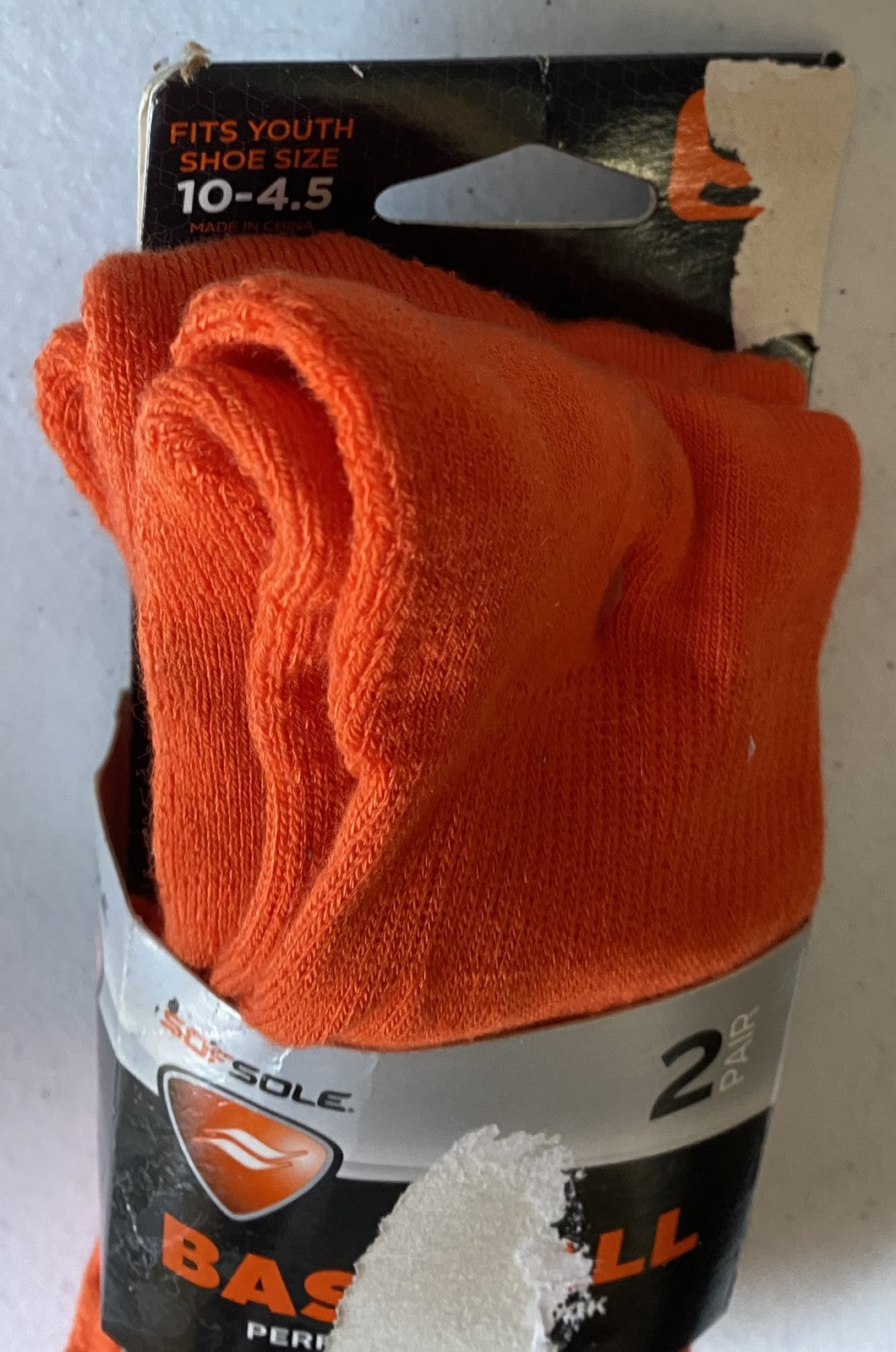 New SOF SOLE Orange BASEBALL SOCKS 2 PAIR Pack YOUTH SMALL (Yth 10 ~ Adult 4.5)