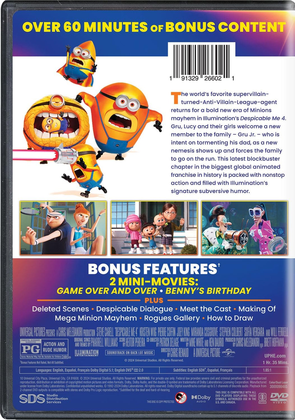 DESPICABLE ME 4 Collectors Edition DVD Sealed NEW w/ 2 Bonus Mini Movies MINIONS