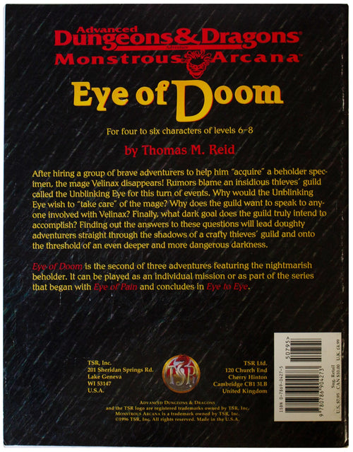 AD&D EYE OF DOOM Module 1996 TSR 9530 Monstrous Arcana Dungeons Dragons 90s D&D