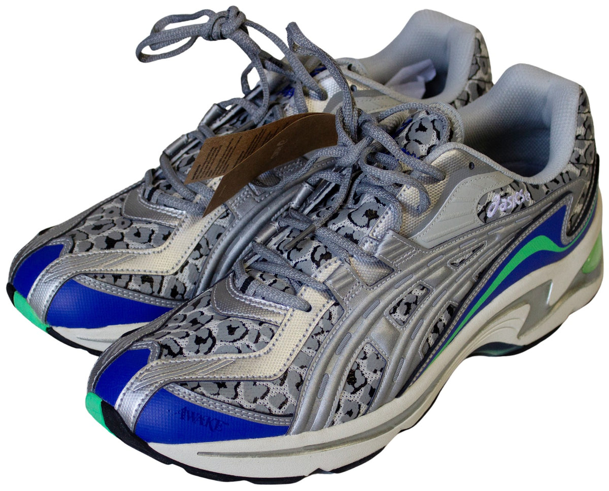 New AWAKE NY x ASICS GEL-PRELEUS SHOES Size 12 Silver Blue Leopard NIB 940015010