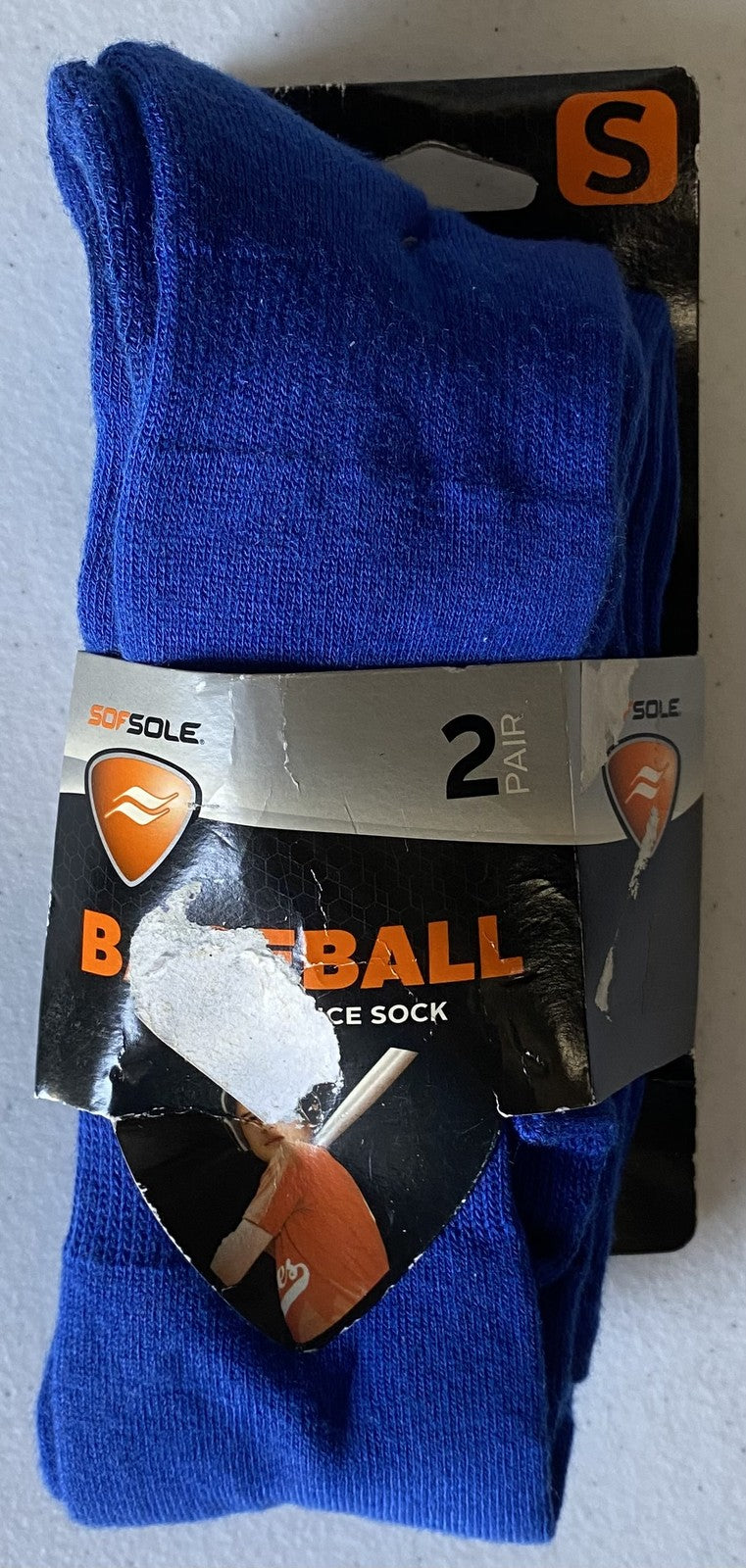New SOF SOLE Blue BASEBALL SOCKS 2 PAIR Pack YOUTH SMALL (Youth 10 ~ Adult 4.5)