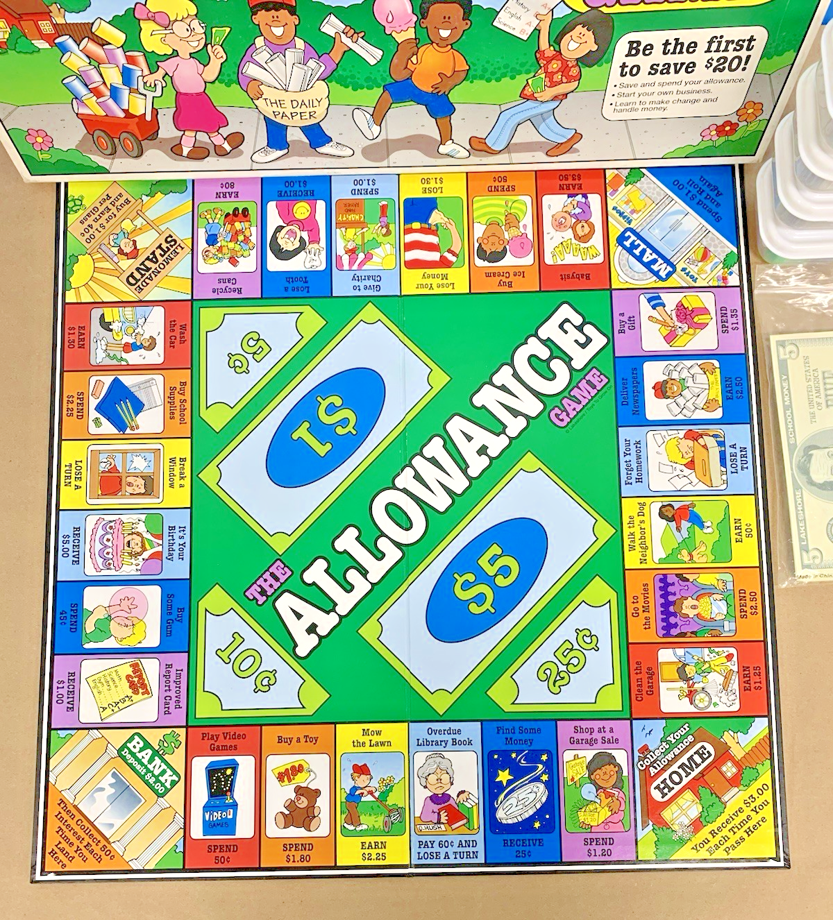 New ALLOWANCE BOARD GAME Teach Kids Money Fun Educational Finance NIB Lakeshore
