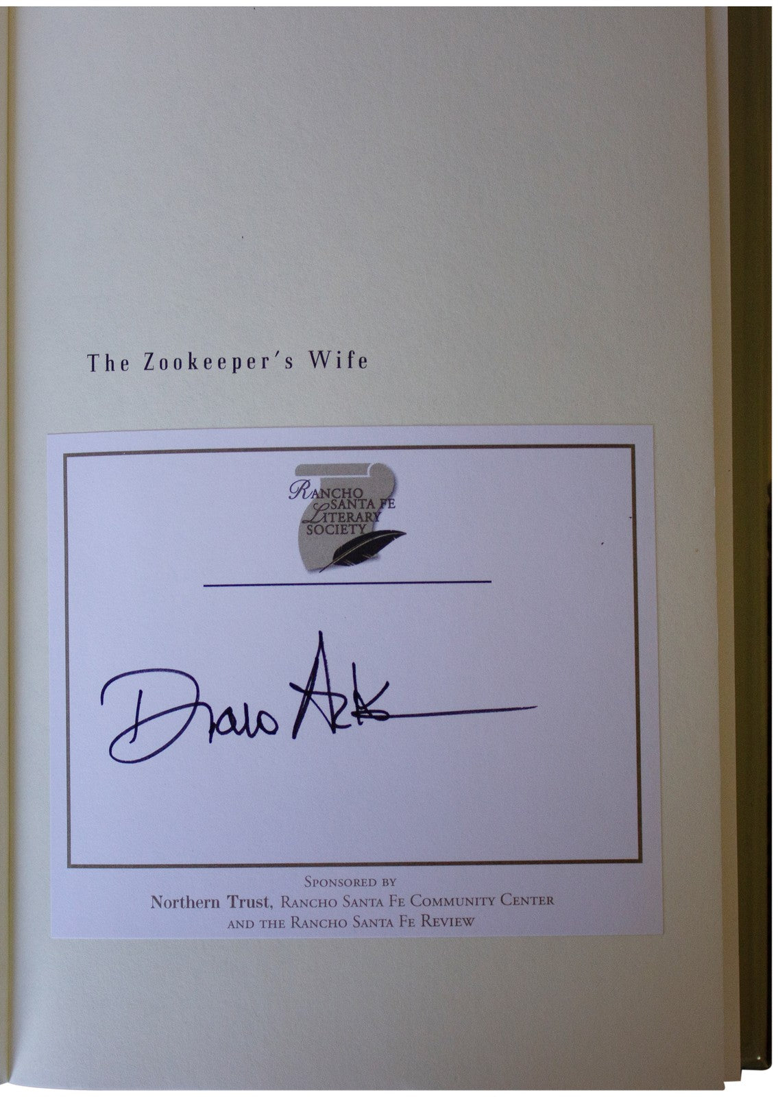 DIANE ACKERMAN SIGNED Zookeepers Wife 1ST EDITION HARDBACK Warsaw Holocaust WWII