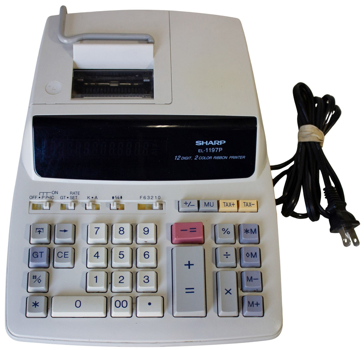 SHARP EL-1197P CALCULATOR Desktop Heavy Duty 12-Digit 2-Color Ribbon Printer VGC